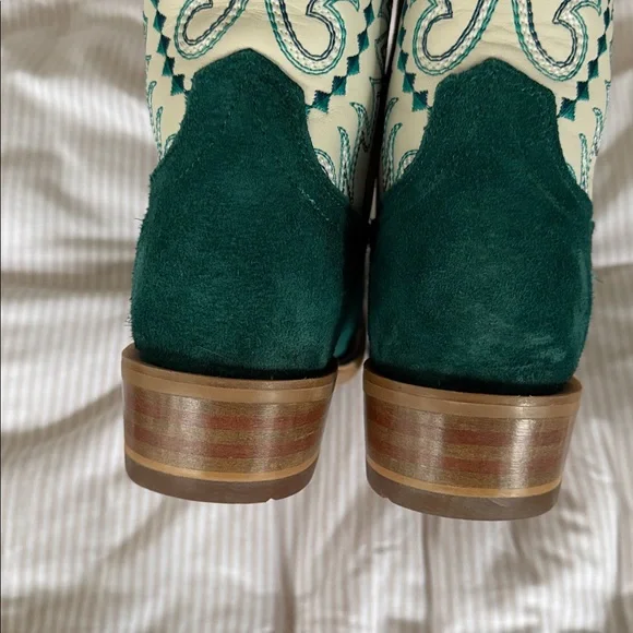 Ariat Derby Monroe Western Boot in Ancient Turquoise Roughout - Picture 11 of 12